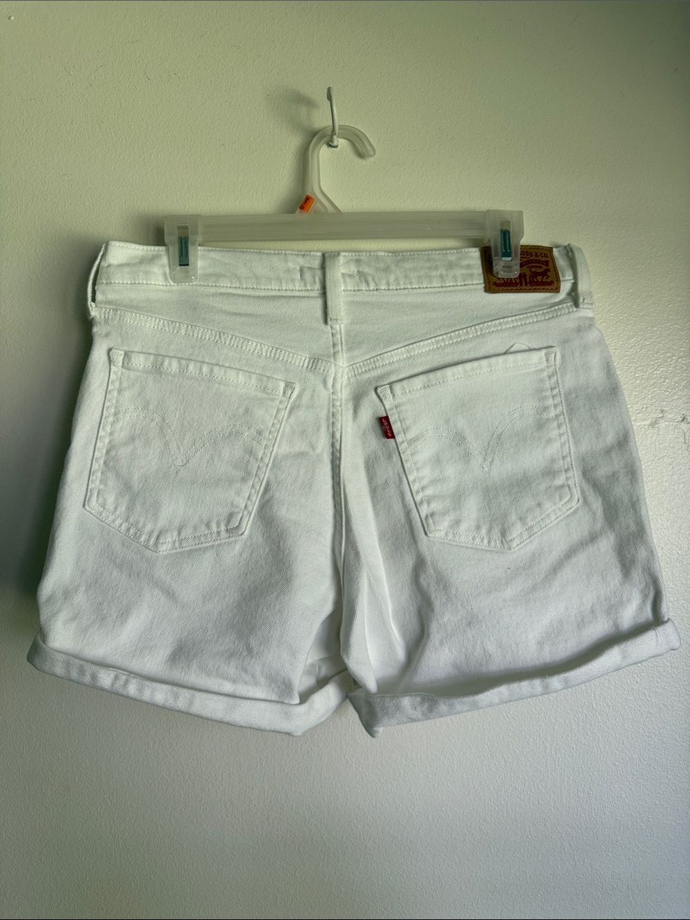 Levi's White Denim Rolled Hem Shorts